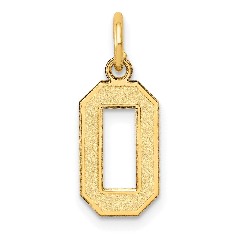 14k Yellow Gold, Jersey Collection, Small Number 0 Pendant, Item P10400-0 by The Black Bow Jewelry Co.