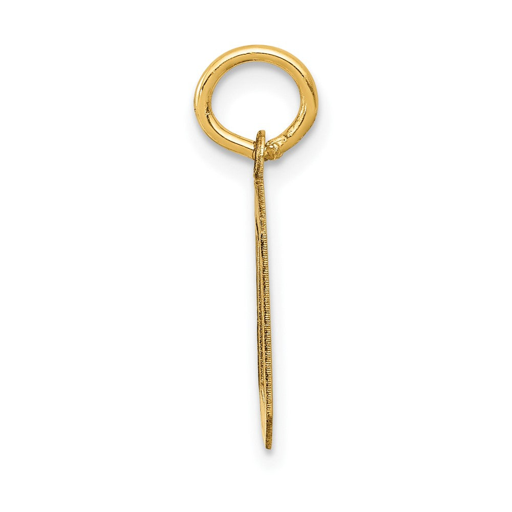 Alternate view of the 14k Yellow Gold, Jersey Collection, Small Number 0 Pendant by The Black Bow Jewelry Co.