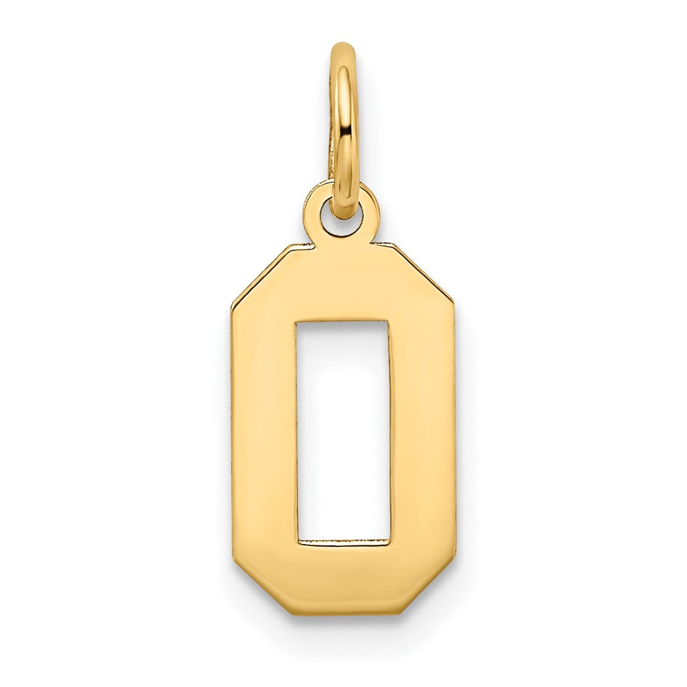 Alternate view of the 14k Yellow Gold, Jersey Collection, Small Number 0 Pendant by The Black Bow Jewelry Co.