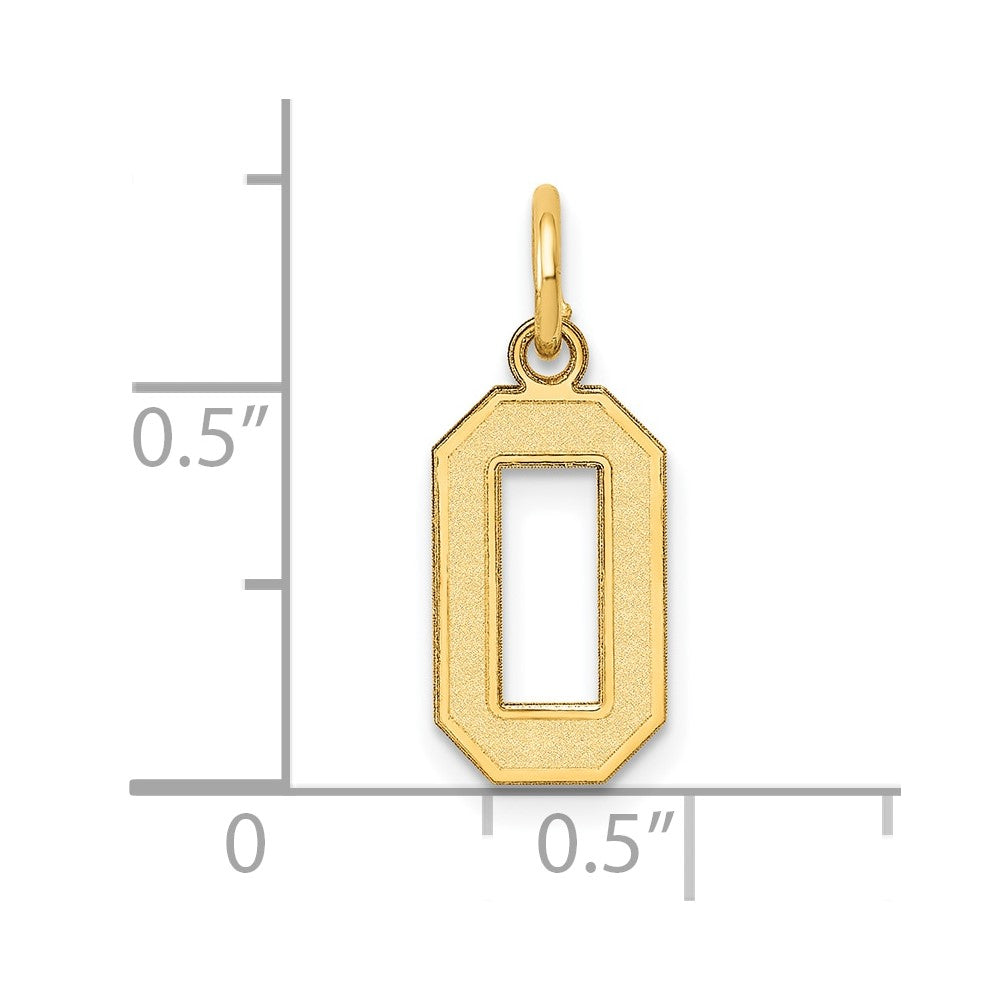 Alternate view of the 14k Yellow Gold, Jersey Collection, Small Number 0 Pendant by The Black Bow Jewelry Co.