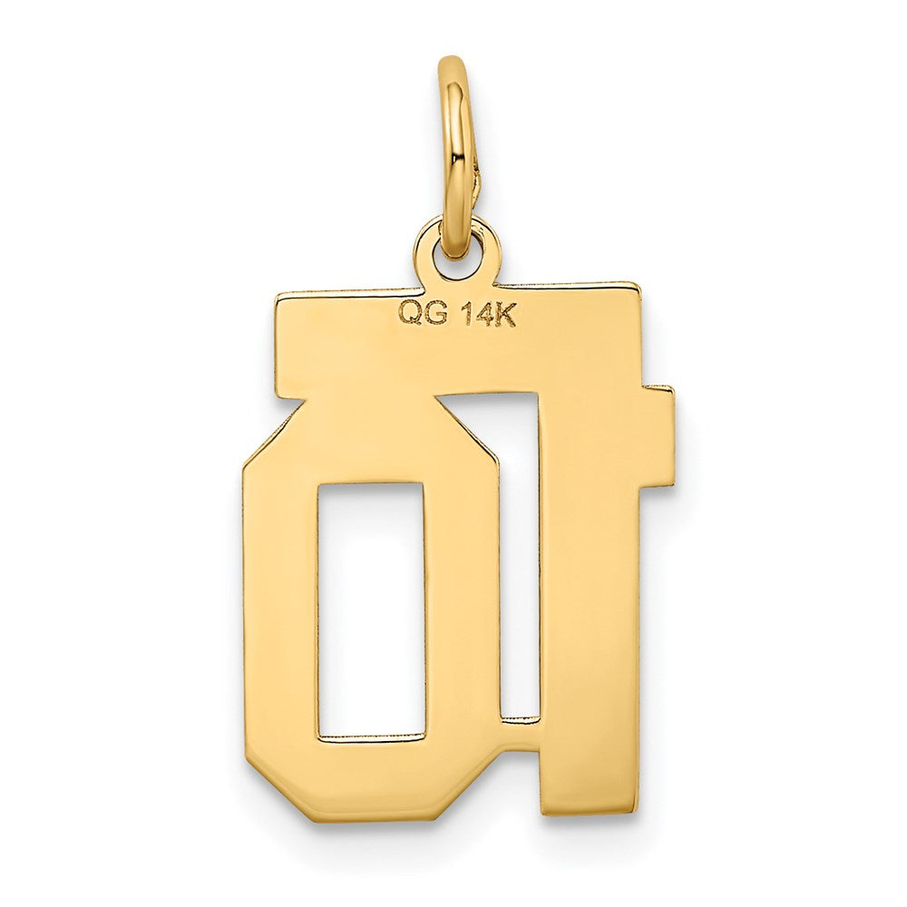 Alternate view of the 14k Yellow Gold, Jersey Collection, Small Number 10 Pendant by The Black Bow Jewelry Co.