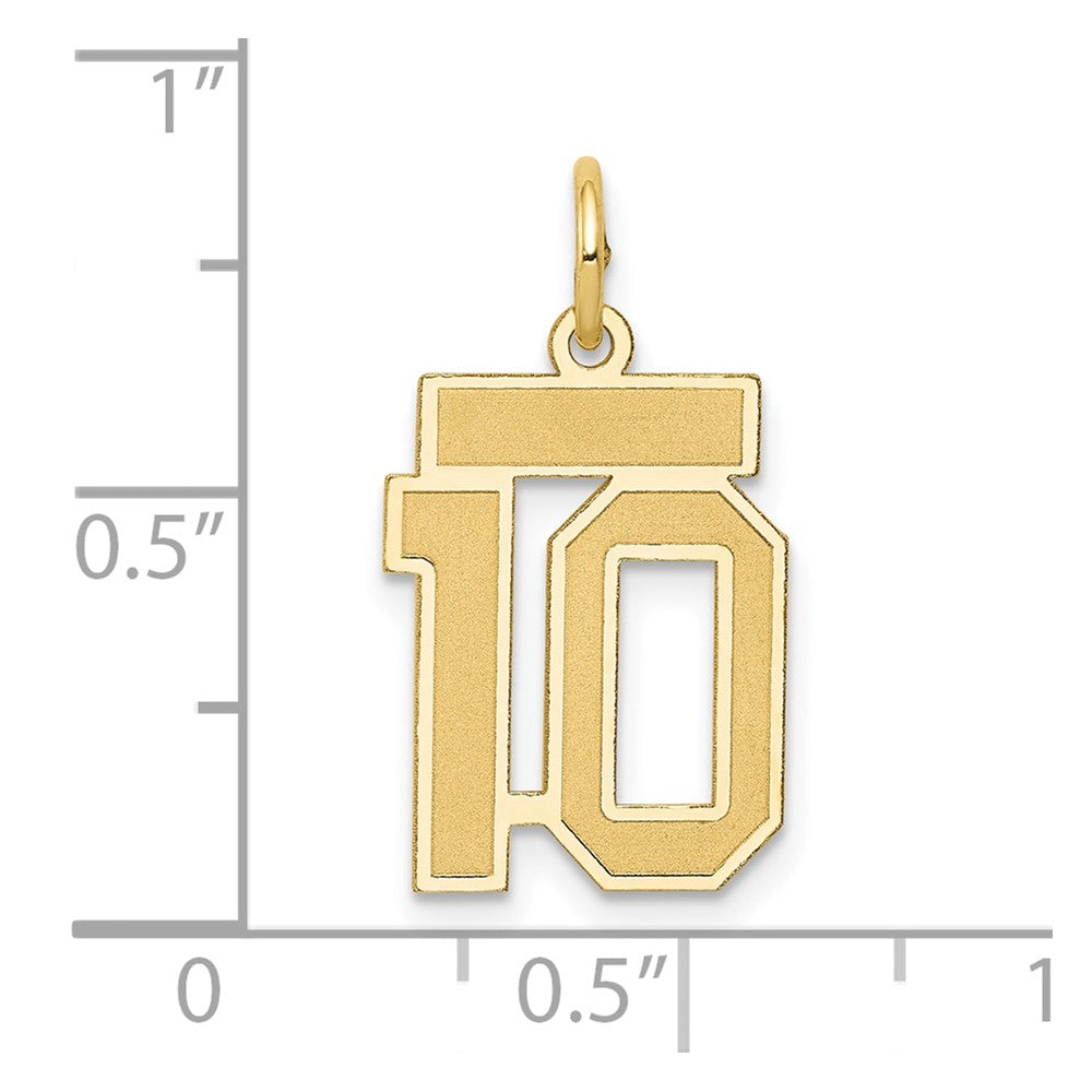 Alternate view of the 14k Yellow Gold, Jersey Collection, Small Number 10 Pendant by The Black Bow Jewelry Co.