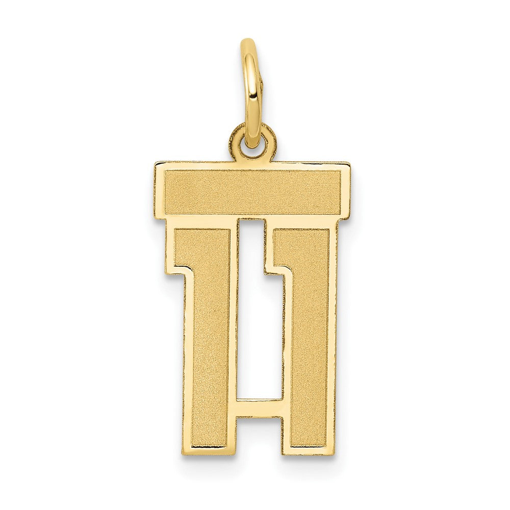 14k Yellow Gold, Jersey Collection, Small Number 11 Pendant, Item P10400-11 by The Black Bow Jewelry Co.