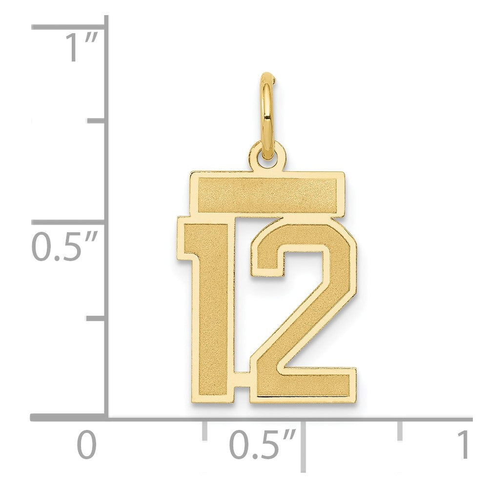 Alternate view of the 14k Yellow Gold, Jersey Collection, Small Number 12 Pendant by The Black Bow Jewelry Co.