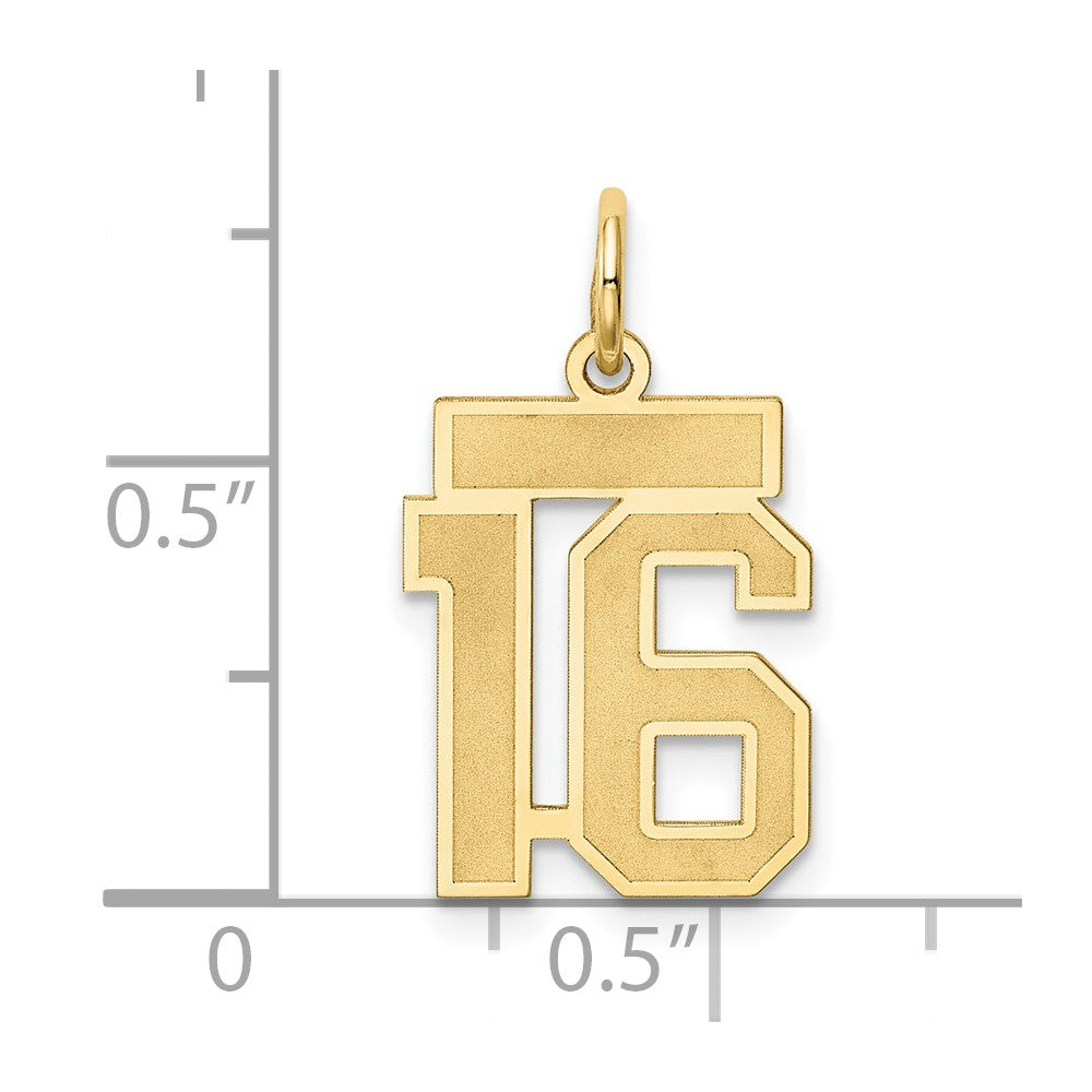 Alternate view of the 14k Yellow Gold, Jersey Collection, Small Number 16 Pendant by The Black Bow Jewelry Co.