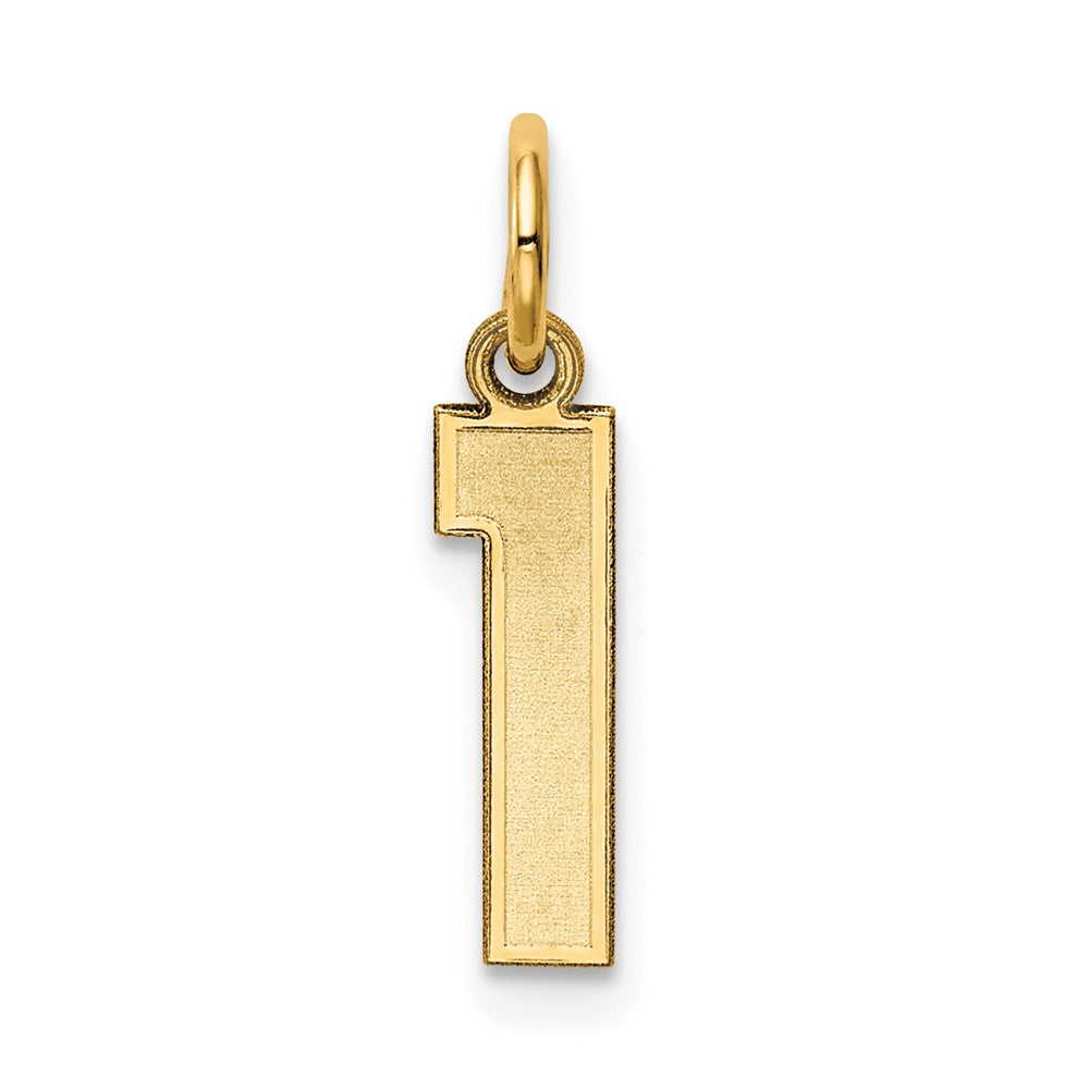 14k Yellow Gold, Jersey Collection, Small Number 1 Pendant, Item P10400-1 by The Black Bow Jewelry Co.