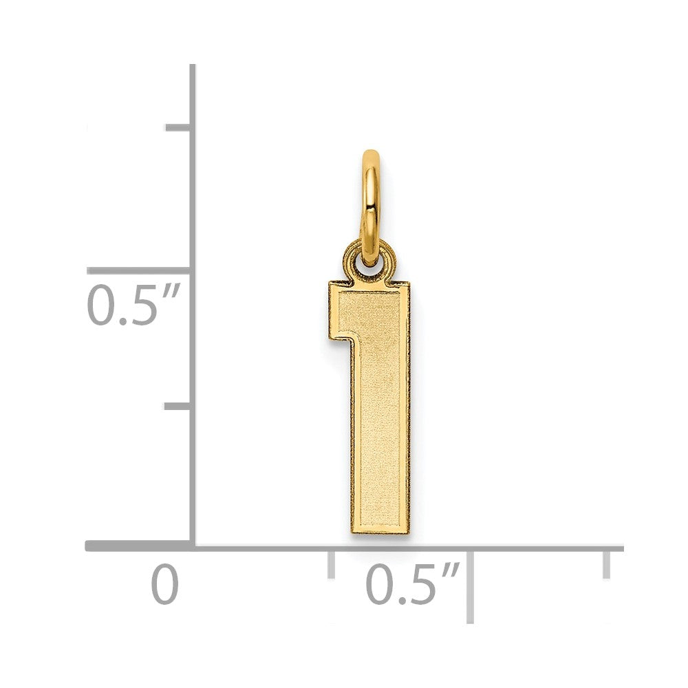 Alternate view of the 14k Yellow Gold, Jersey Collection, Small Number 1 Pendant by The Black Bow Jewelry Co.