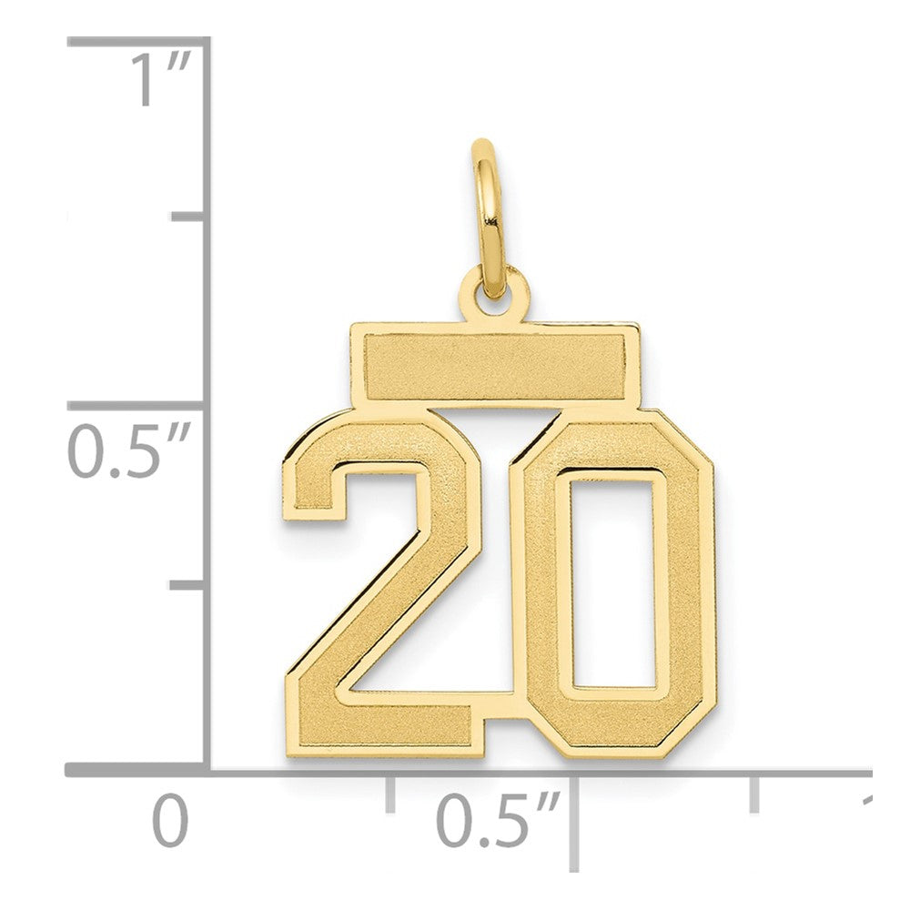 Alternate view of the 14k Yellow Gold, Jersey Collection, Small Number 20 Pendant by The Black Bow Jewelry Co.