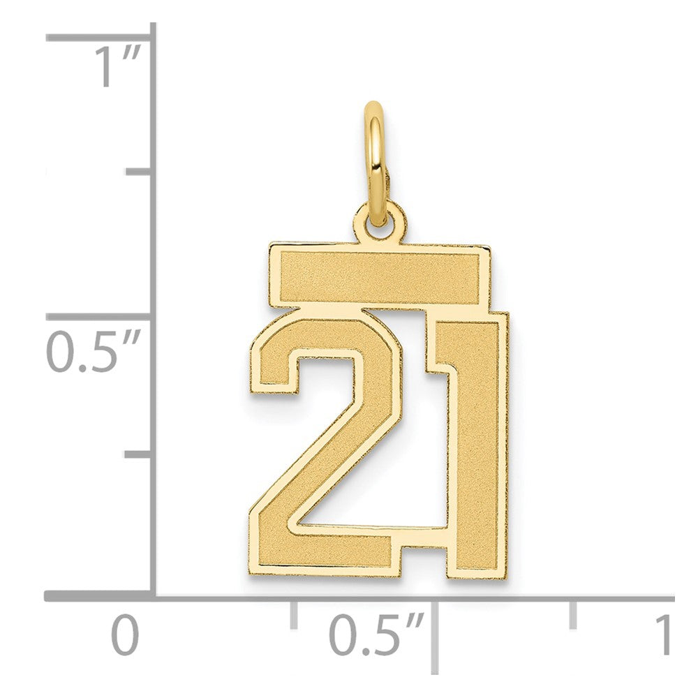 Alternate view of the 14k Yellow Gold, Jersey Collection, Small Number 21 Pendant by The Black Bow Jewelry Co.