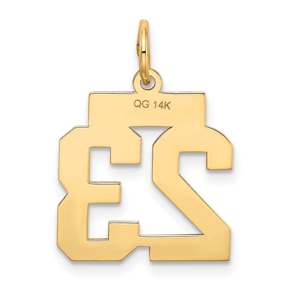 Alternate view of the 14k Yellow Gold, Jersey Collection, Small Number 23 Pendant by The Black Bow Jewelry Co.