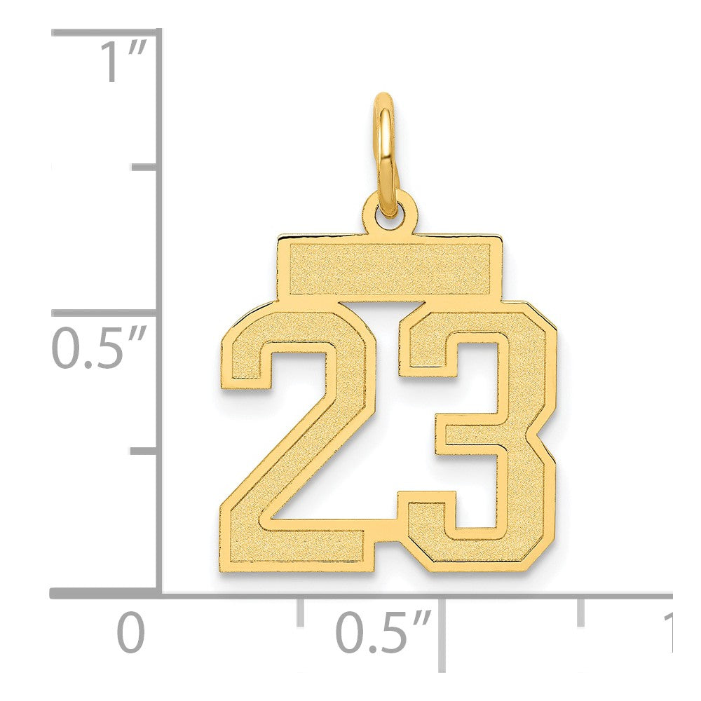 Alternate view of the 14k Yellow Gold, Jersey Collection, Small Number 23 Pendant by The Black Bow Jewelry Co.