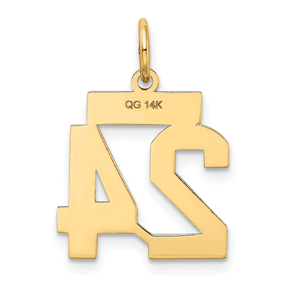 Alternate view of the 14k Yellow Gold, Jersey Collection, Small Number 24 Pendant by The Black Bow Jewelry Co.