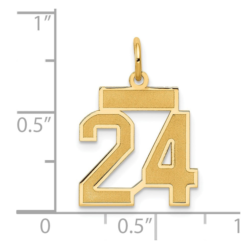 Alternate view of the 14k Yellow Gold, Jersey Collection, Small Number 24 Pendant by The Black Bow Jewelry Co.