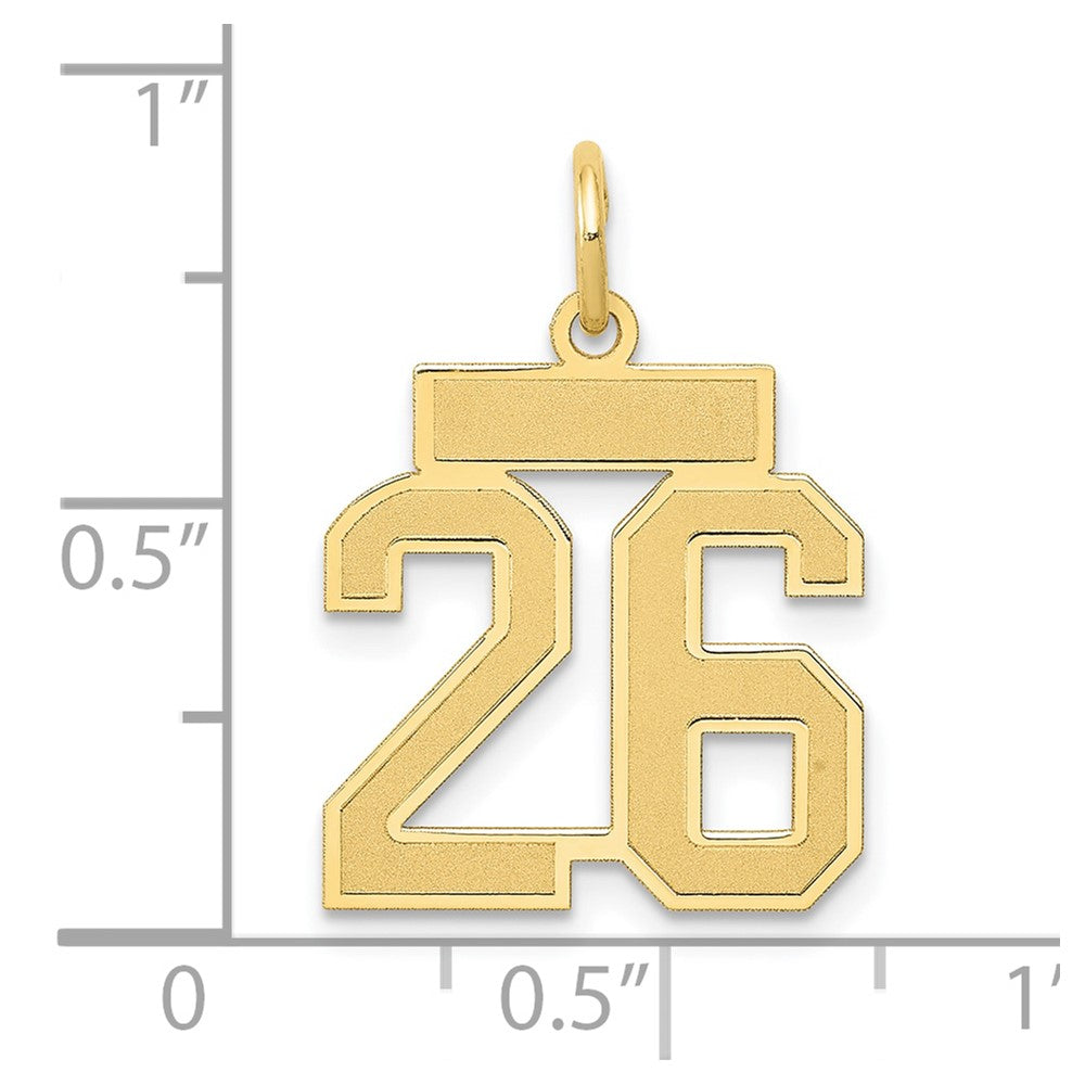 Alternate view of the 14k Yellow Gold, Jersey Collection, Small Number 26 Pendant by The Black Bow Jewelry Co.