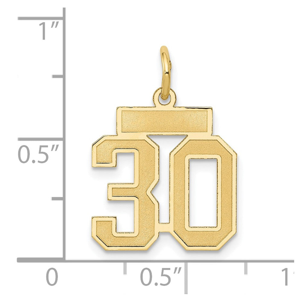 Alternate view of the 14k Yellow Gold, Jersey Collection, Small Number 30 Pendant by The Black Bow Jewelry Co.