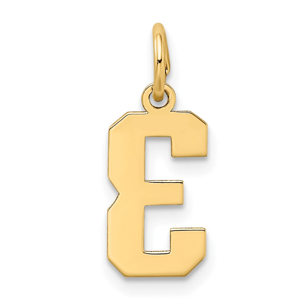 Alternate view of the 14k Yellow Gold, Jersey Collection, Small Number 3 Pendant by The Black Bow Jewelry Co.
