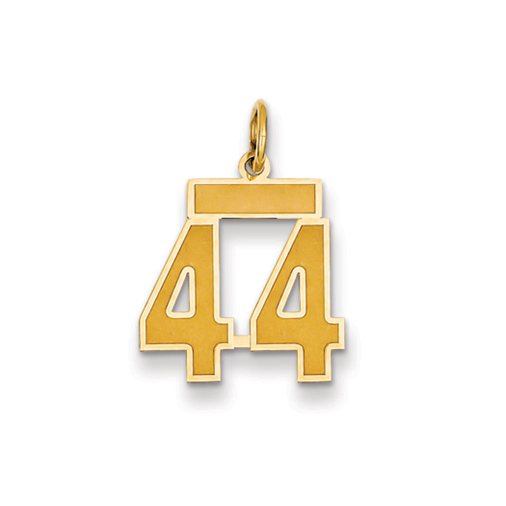 14k Yellow Gold, Jersey Collection, Small Number 44 Pendant, Item P10400-44 by The Black Bow Jewelry Co.