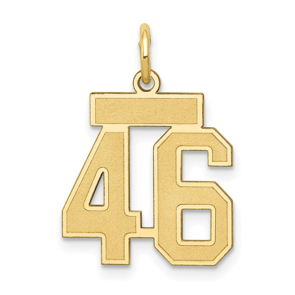 14k Yellow Gold, Jersey Collection, Small Number 46 Pendant, Item P10400-46 by The Black Bow Jewelry Co.