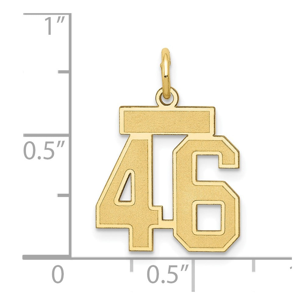 Alternate view of the 14k Yellow Gold, Jersey Collection, Small Number 46 Pendant by The Black Bow Jewelry Co.