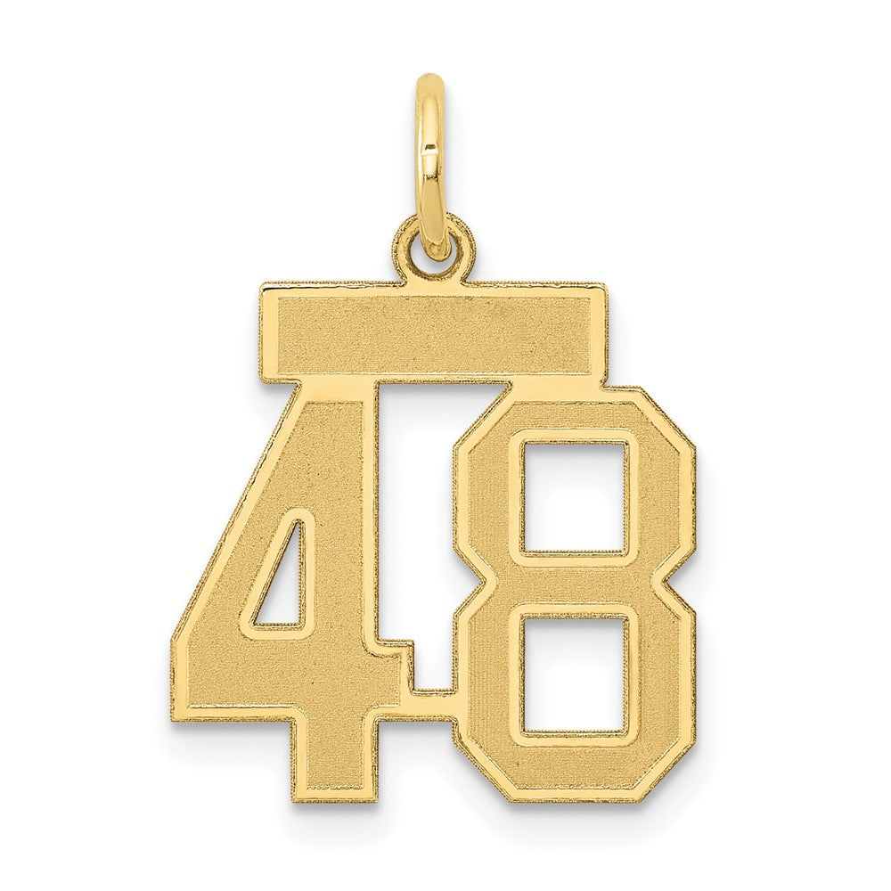14k Yellow Gold, Jersey Collection, Small Number 48 Pendant, Item P10400-48 by The Black Bow Jewelry Co.