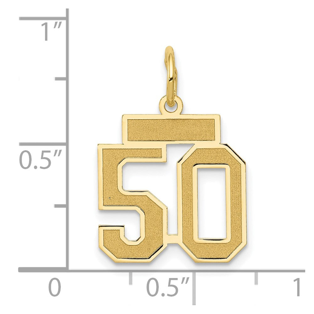 Alternate view of the 14k Yellow Gold, Jersey Collection, Small Number 50 Pendant by The Black Bow Jewelry Co.