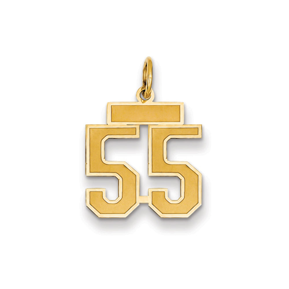 14k Yellow Gold, Jersey Collection, Small Number 55 Pendant, Item P10400-55 by The Black Bow Jewelry Co.