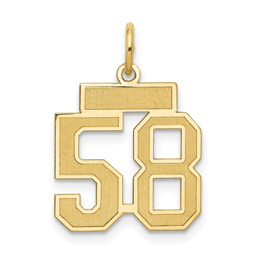 14k Yellow Gold, Jersey Collection, Small Number 58 Pendant - Black Bow ...