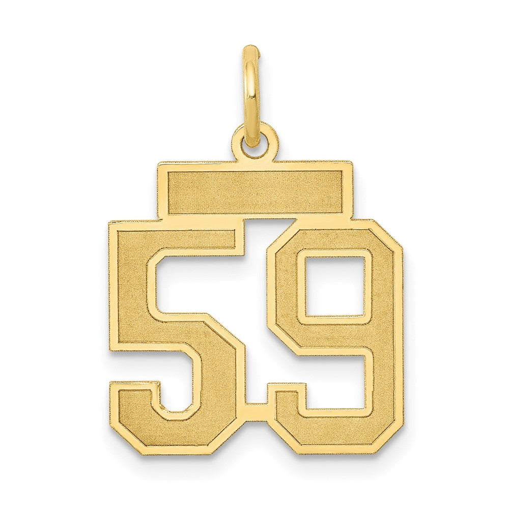 14k Yellow Gold, Jersey Collection, Small Number 59 Pendant, Item P10400-59 by The Black Bow Jewelry Co.