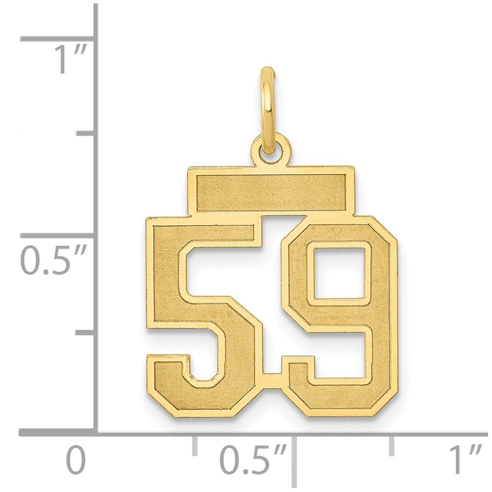 Alternate view of the 14k Yellow Gold, Jersey Collection, Small Number 59 Pendant by The Black Bow Jewelry Co.