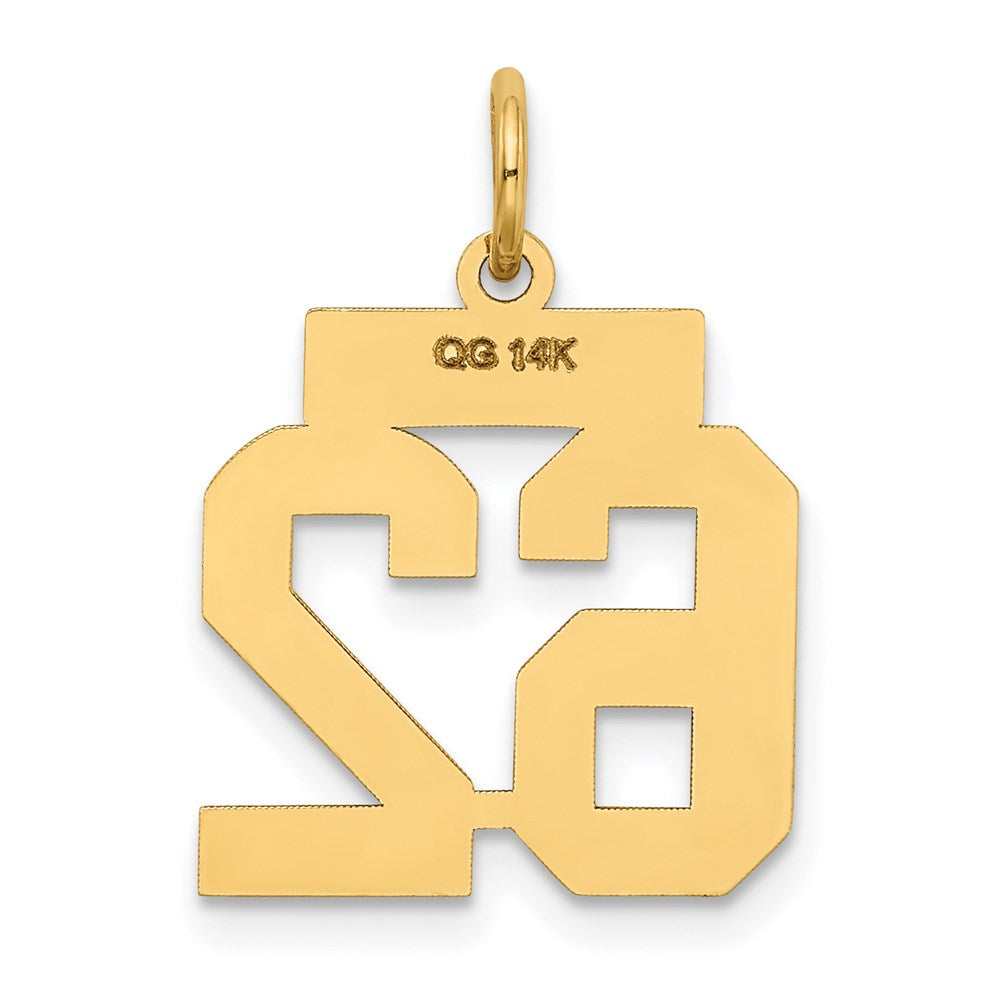 Alternate view of the 14k Yellow Gold, Jersey Collection, Small Number 62 Pendant by The Black Bow Jewelry Co.