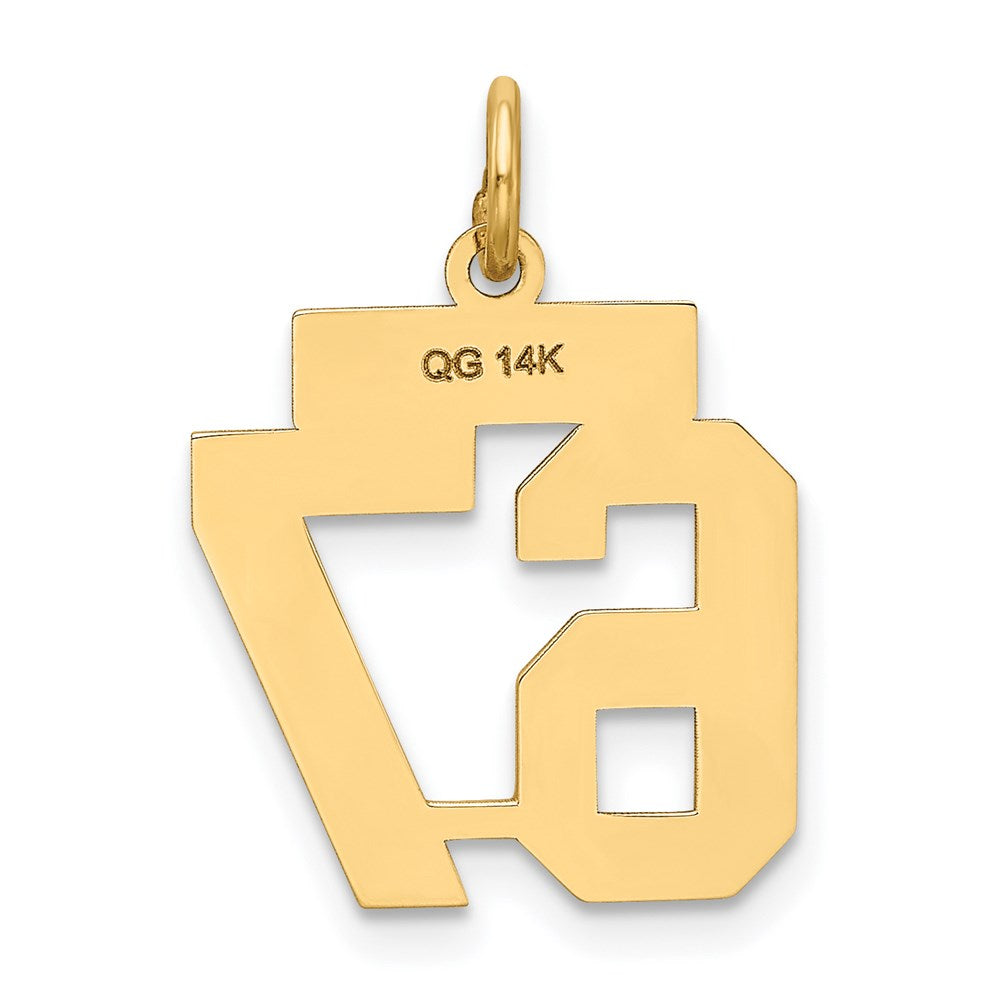 Alternate view of the 14k Yellow Gold, Jersey Collection, Small Number 67 Pendant by The Black Bow Jewelry Co.