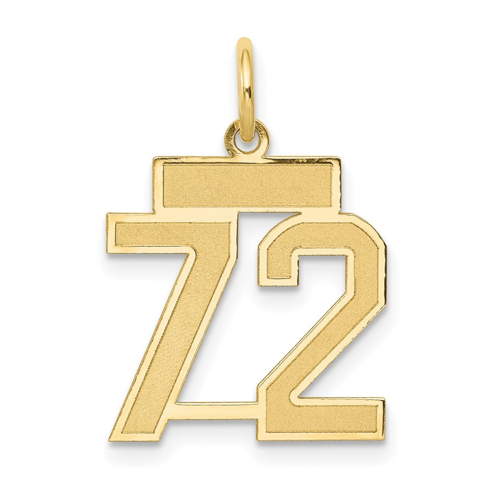 14k Yellow Gold, Jersey Collection, Small Number 72 Pendant, Item P10400-72 by The Black Bow Jewelry Co.