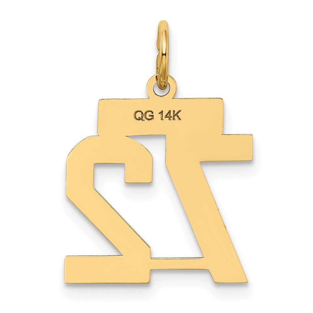 Alternate view of the 14k Yellow Gold, Jersey Collection, Small Number 72 Pendant by The Black Bow Jewelry Co.