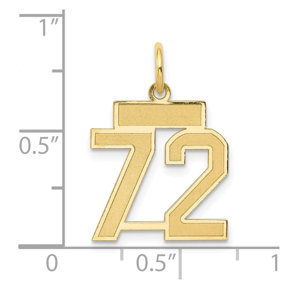 Alternate view of the 14k Yellow Gold, Jersey Collection, Small Number 72 Pendant by The Black Bow Jewelry Co.