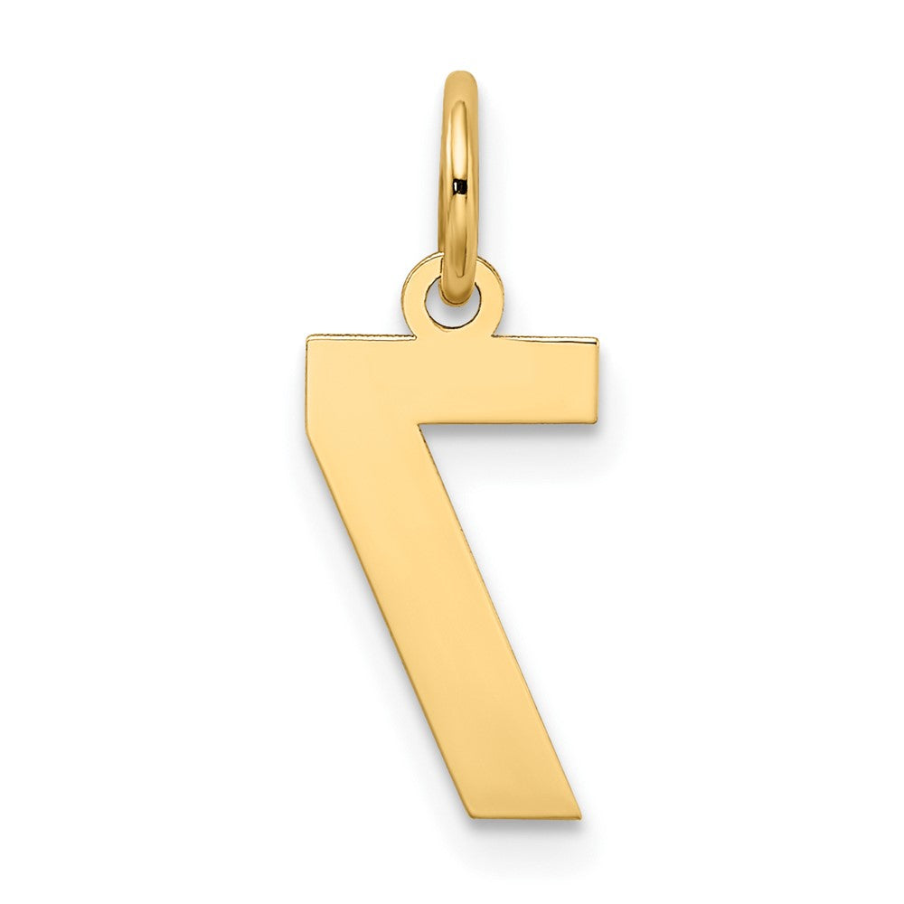Alternate view of the 14k Yellow Gold, Jersey Collection, Small Number 7 Pendant by The Black Bow Jewelry Co.