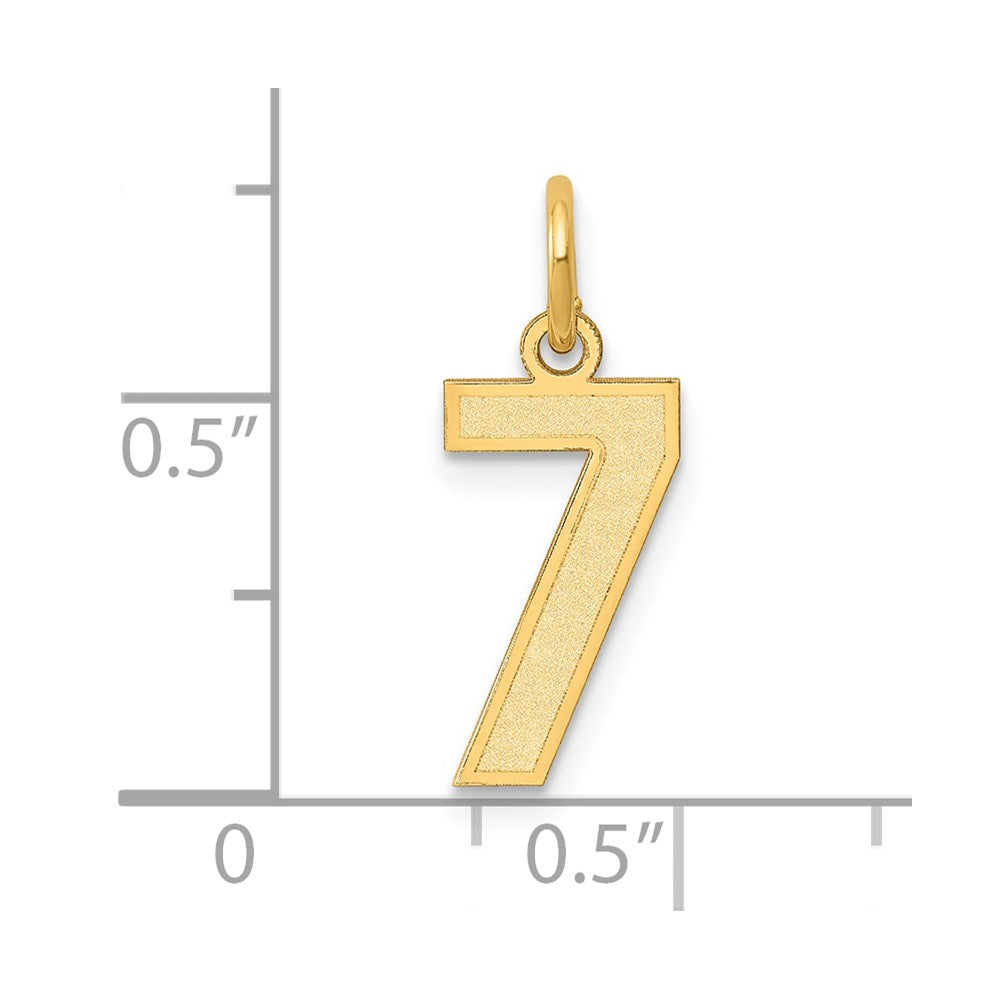 Alternate view of the 14k Yellow Gold, Jersey Collection, Small Number 7 Pendant by The Black Bow Jewelry Co.