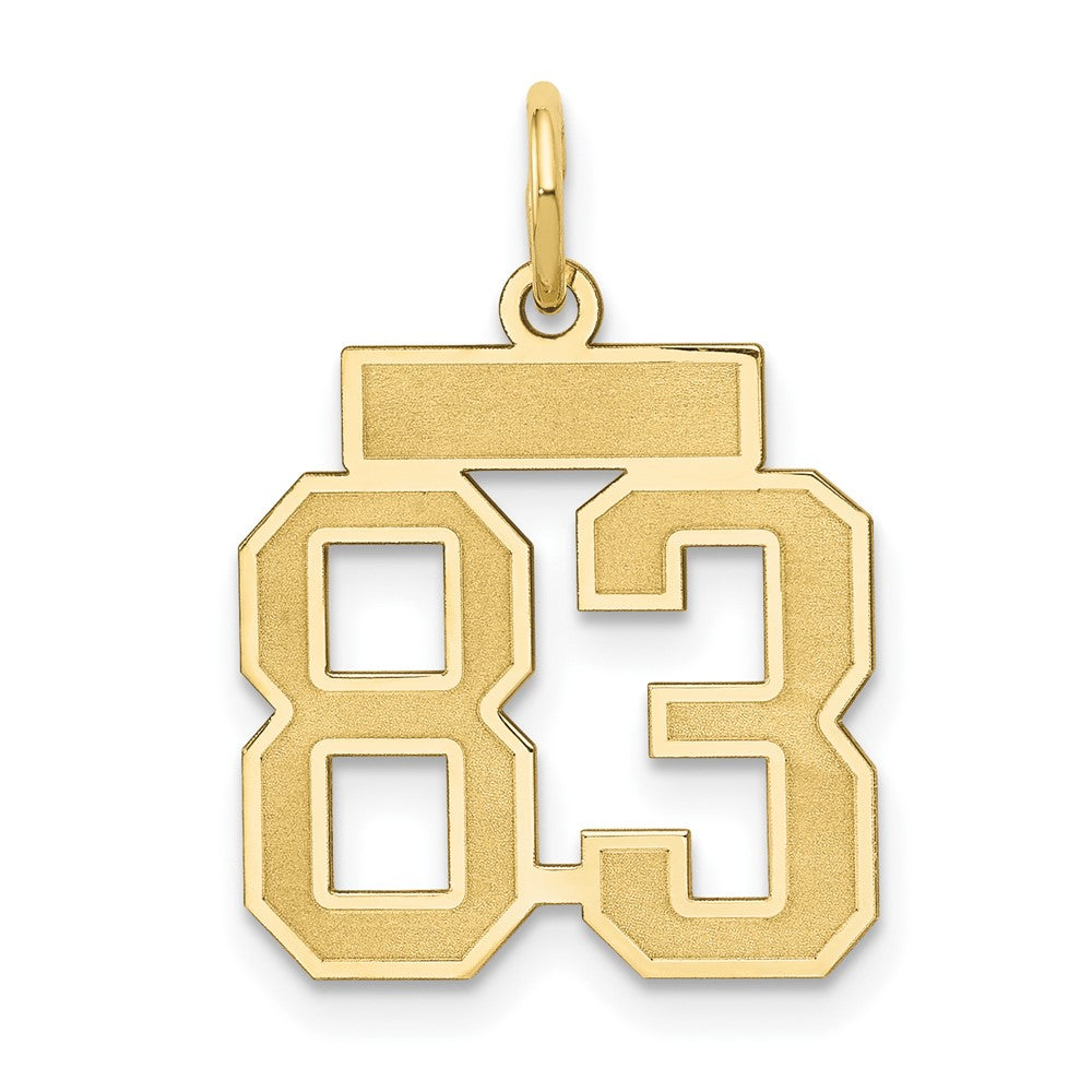14k Yellow Gold, Jersey Collection, Small Number 83 Pendant, Item P10400-83 by The Black Bow Jewelry Co.