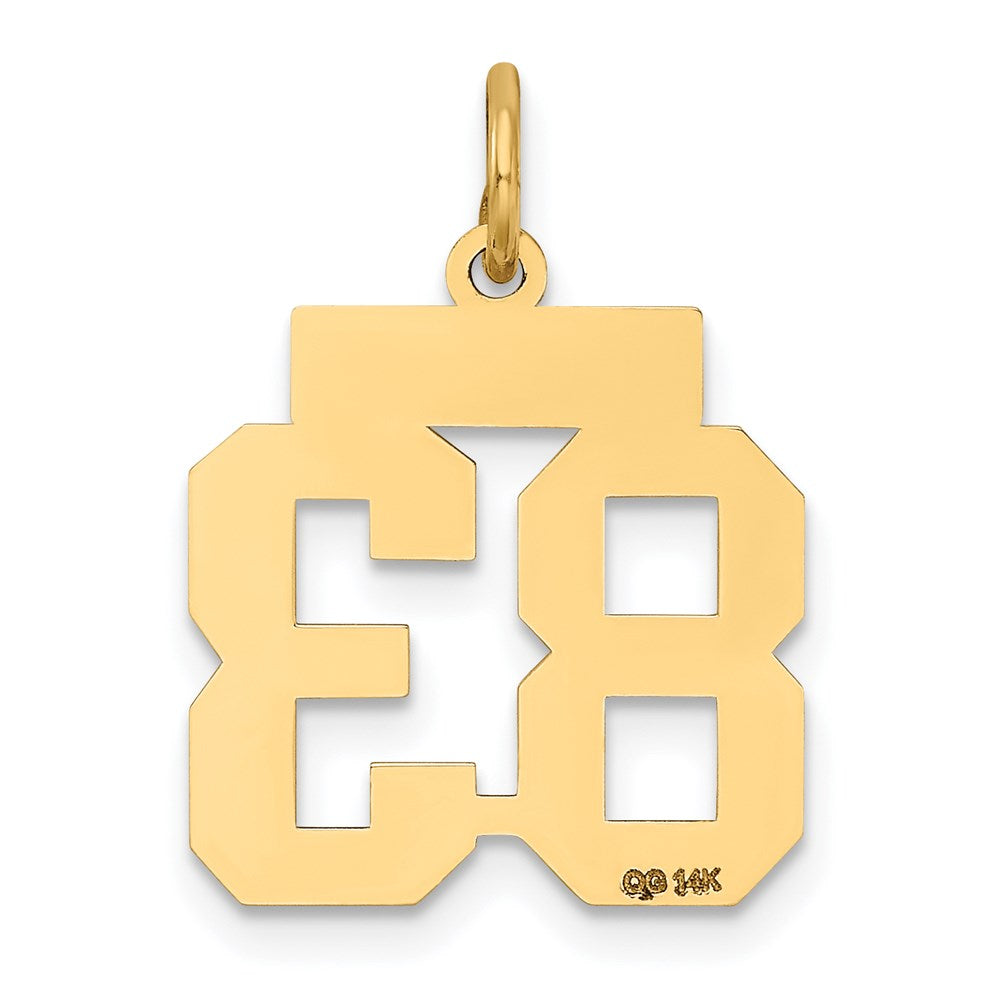 Alternate view of the 14k Yellow Gold, Jersey Collection, Small Number 83 Pendant by The Black Bow Jewelry Co.