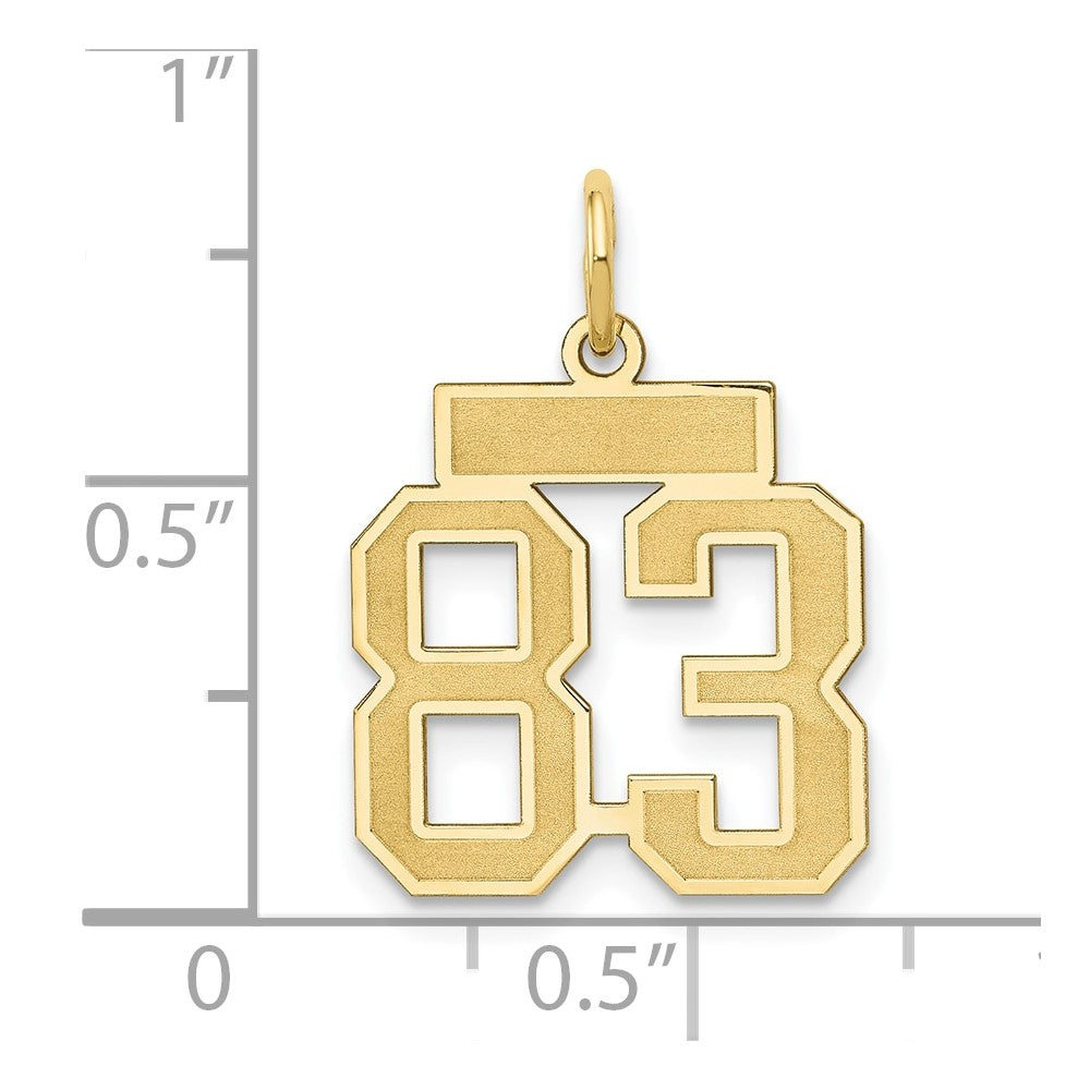 Alternate view of the 14k Yellow Gold, Jersey Collection, Small Number 83 Pendant by The Black Bow Jewelry Co.