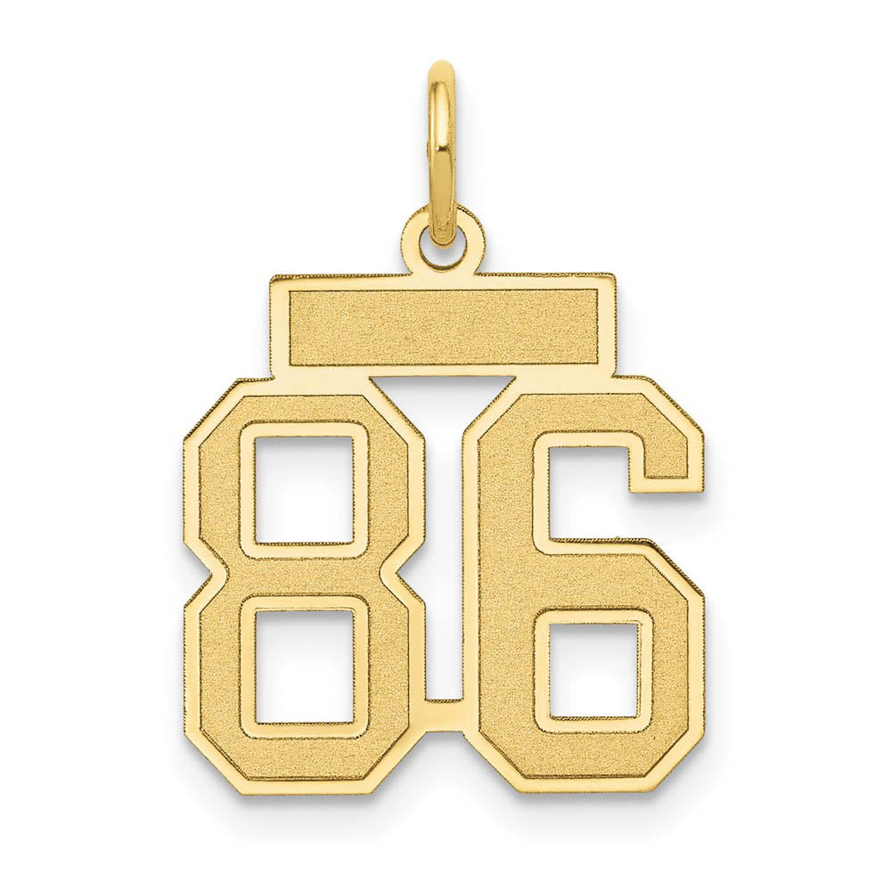 14k Yellow Gold, Jersey Collection, Small Number 86 Pendant, Item P10400-86 by The Black Bow Jewelry Co.