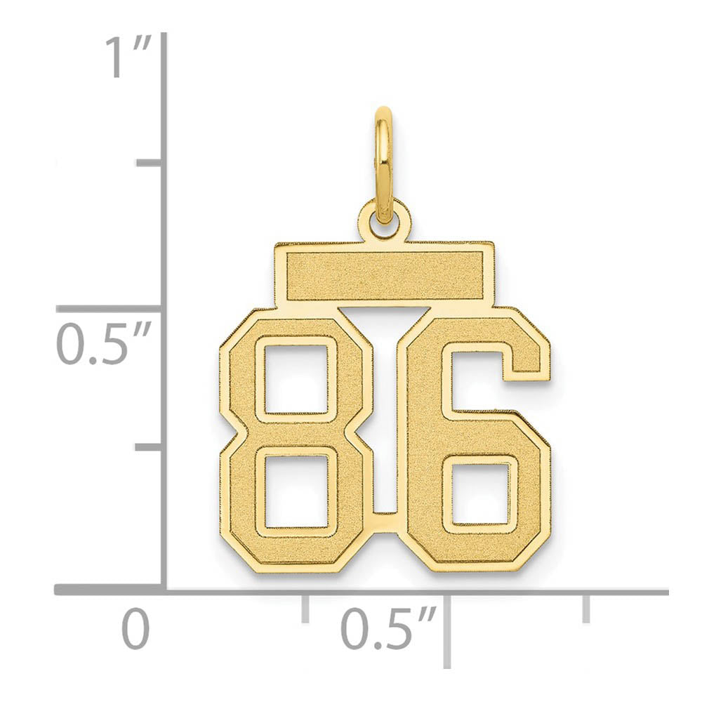 Alternate view of the 14k Yellow Gold, Jersey Collection, Small Number 86 Pendant by The Black Bow Jewelry Co.