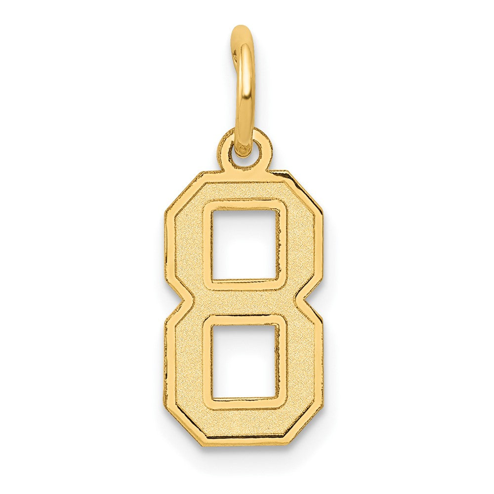 14k Yellow Gold, Jersey Collection, Small Number 8 Pendant, Item P10400-8 by The Black Bow Jewelry Co.