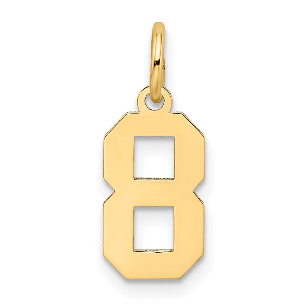 Alternate view of the 14k Yellow Gold, Jersey Collection, Small Number 8 Pendant by The Black Bow Jewelry Co.