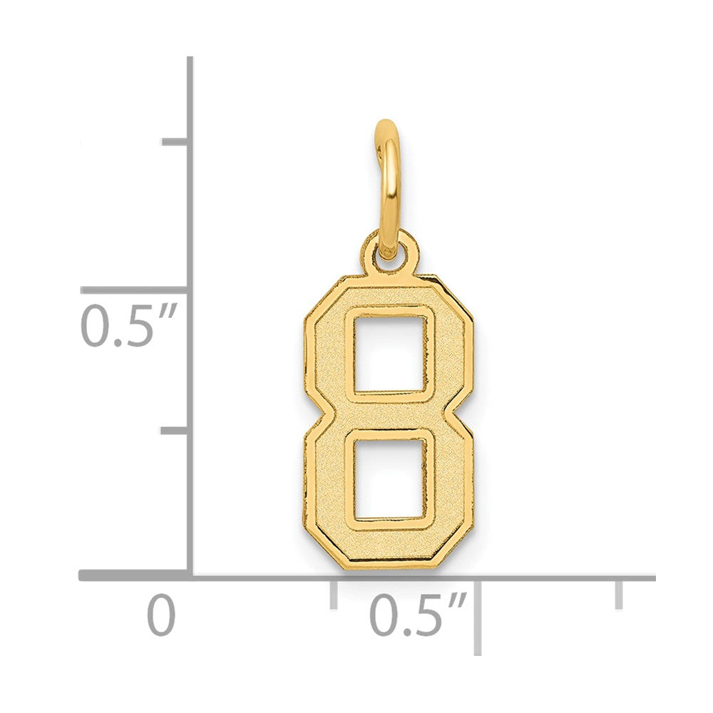Alternate view of the 14k Yellow Gold, Jersey Collection, Small Number 8 Pendant by The Black Bow Jewelry Co.