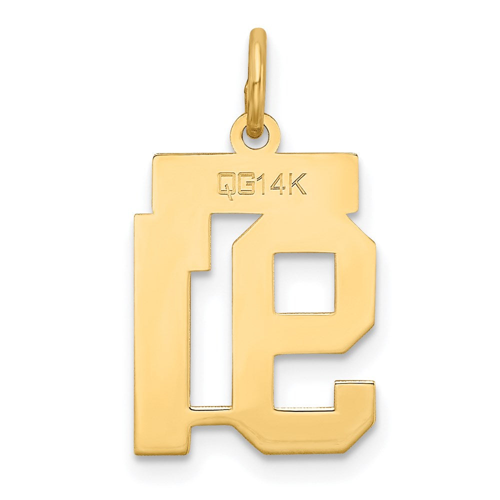 Alternate view of the 14k Yellow Gold, Jersey Collection, Small Number 91 Pendant by The Black Bow Jewelry Co.
