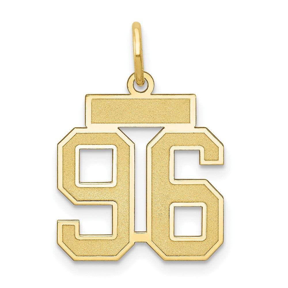 14k Yellow Gold, Jersey Collection, Small Number 96 Pendant, Item P10400-96 by The Black Bow Jewelry Co.