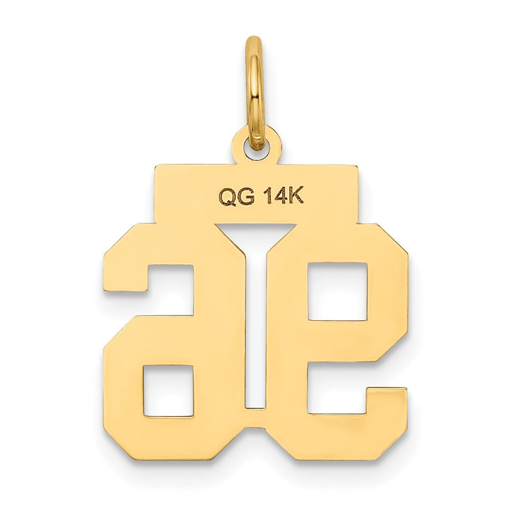 Alternate view of the 14k Yellow Gold, Jersey Collection, Small Number 96 Pendant by The Black Bow Jewelry Co.