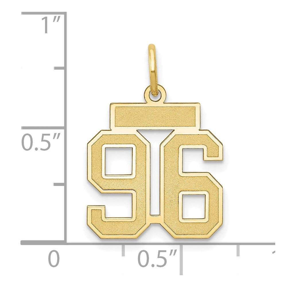 Alternate view of the 14k Yellow Gold, Jersey Collection, Small Number 96 Pendant by The Black Bow Jewelry Co.