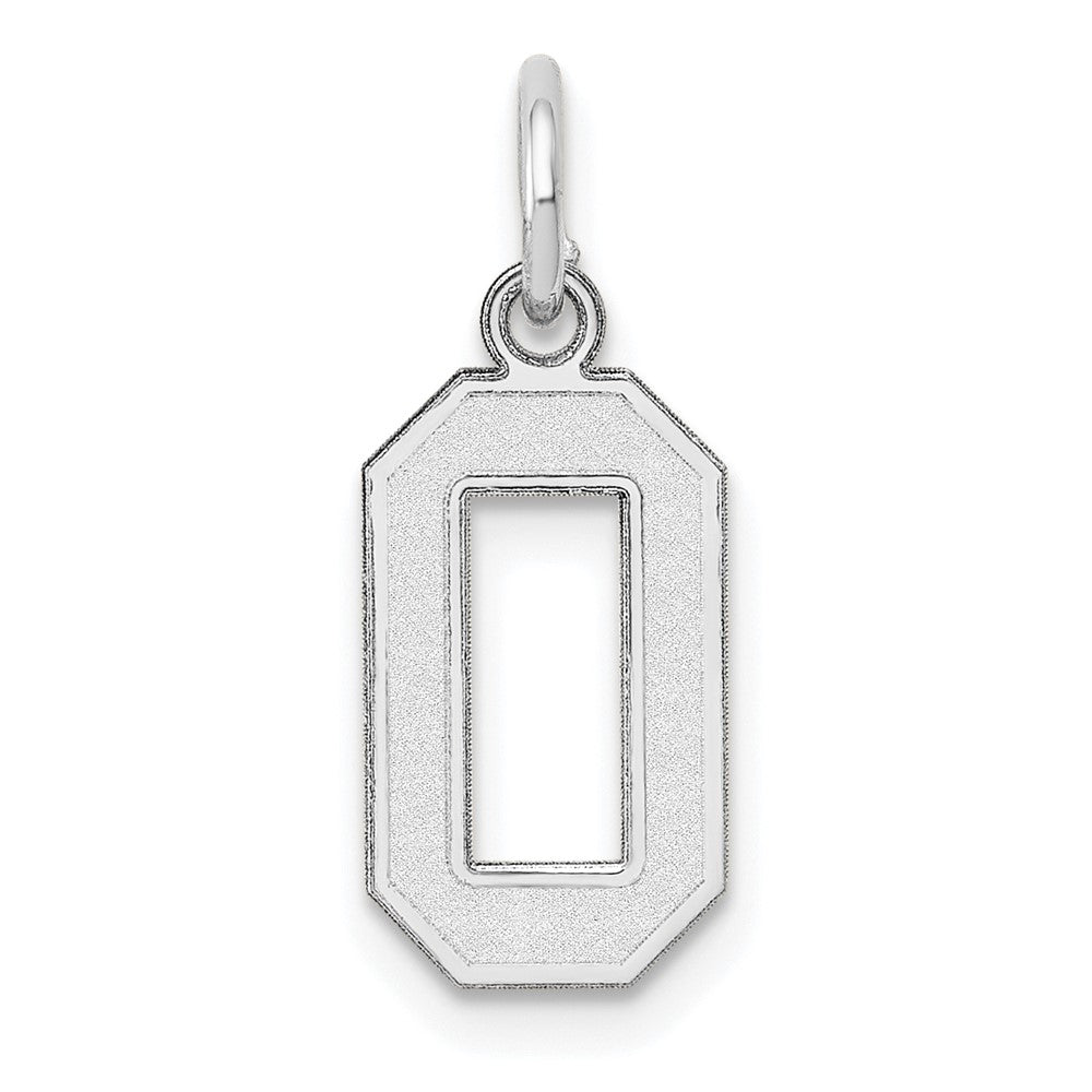 14k White Gold, Jersey Collection, Small Number 0 Pendant, Item P10401-0 by The Black Bow Jewelry Co.