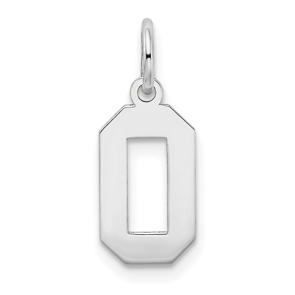 Alternate view of the 14k White Gold, Jersey Collection, Small Number 0 Pendant by The Black Bow Jewelry Co.
